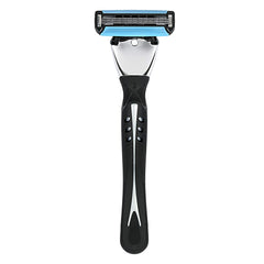 Amazon Basics razor handle with comfortable grip for controlled shaving.