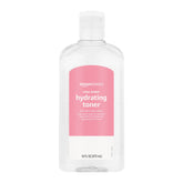 Amazon Basics Rose Water Toner bottle demonstrates gentle, alcohol-free hydration for daily skin care.