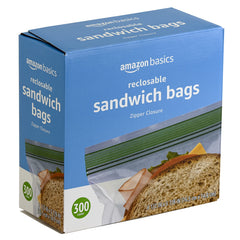 Amazon Basics 300-count pack for affordable daily food storage.