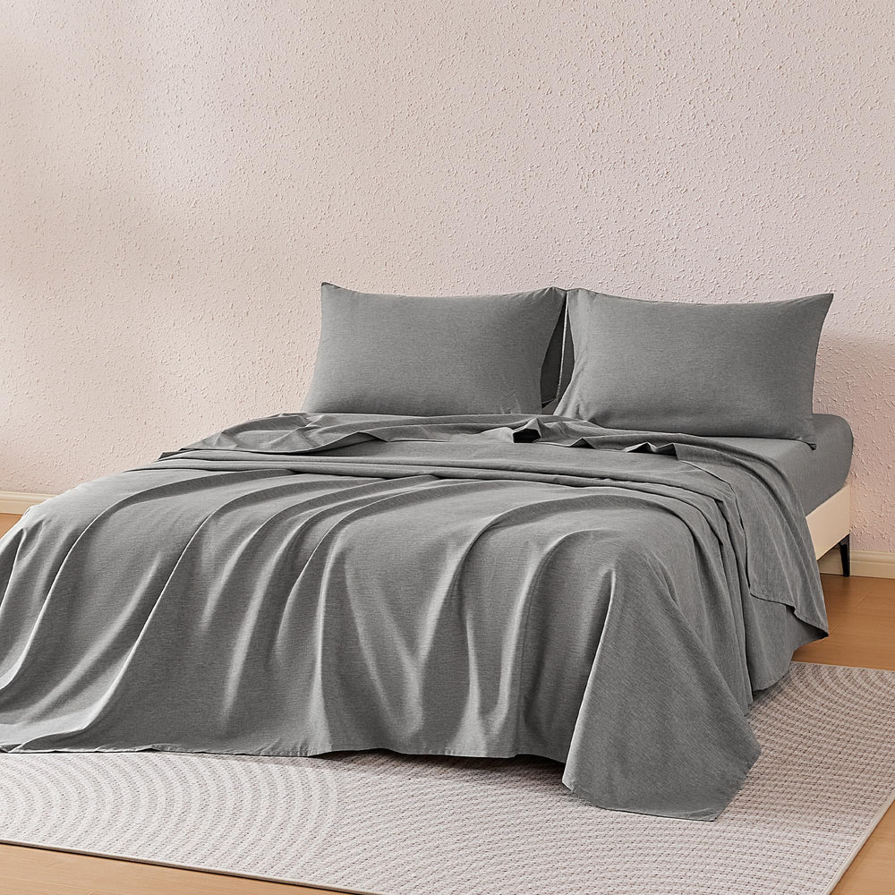 Amazon Basics sheet set texture closeup shows silky brushed microfiber for all-night comfort