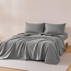Amazon Basics sheet set texture closeup shows silky brushed microfiber for all-night comfort