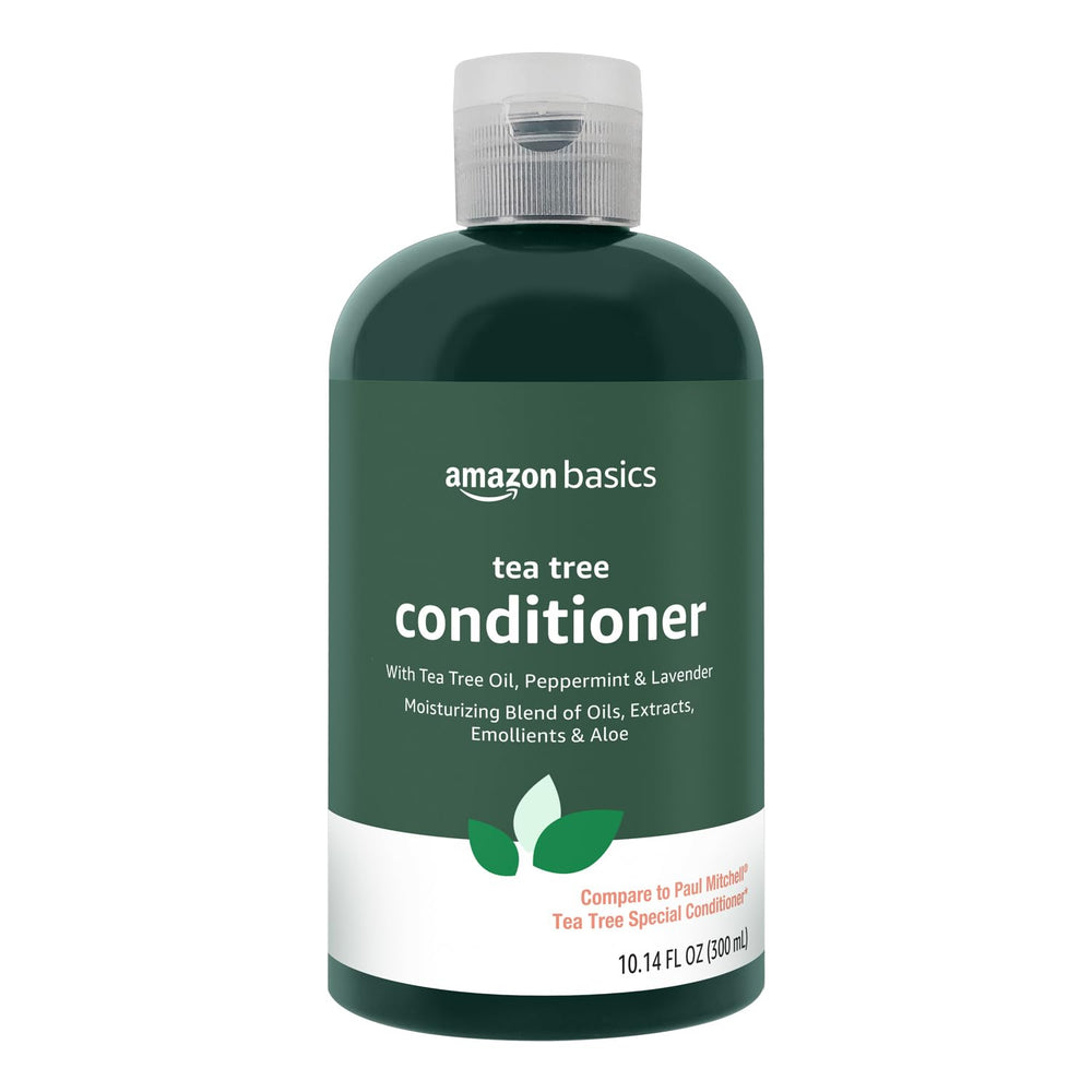 Amazon Basics Tea Tree Conditioner bottle with refreshing daily conditioning option