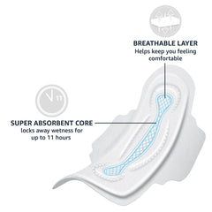 Amazon Basics Thick Maxi Pads with Wings showing a secure, flexible fit