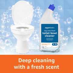 Amazon Basics toilet bowl cleaner with fresh scent leaves a clean bathroom.