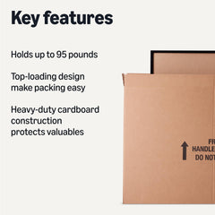 Amazon Basics three-pack moving boxes for secure TV and mirror packing