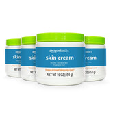 Amazon Basics Ultra Moisturizing Skin Cream four-pack jars ideal for daily dry, sensitive skin care.
