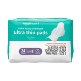 Amazon Basics Ultra Thin Pads with Flexi-Wings provide secure overnight protection