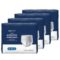 Amazon Basics unisex protective underwear with overnight absorbency for dry nights.