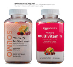 Amazon Basics serving two gummies scene illustrating a simple daily dose.
