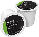 Solimo Colombian coffee pods in a box for easy, mess-free mornings