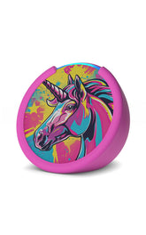 Amazon Echo Pop Kids unicorn design adds playful room décor and imagination.