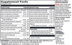 Amazon Elements Men's One Daily bottle side, vegan and gluten-free multivitamin option.