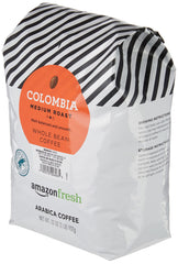 Amazon Fresh Colombia coffee bag front displaying origin and roast