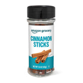 Amazon Grocery Cinnamon Sticks in a 1.5 oz bottle ready to flavor beverages.