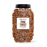 Amazon Grocery Mini Twist Pretzels 40oz container for convenient snacking.