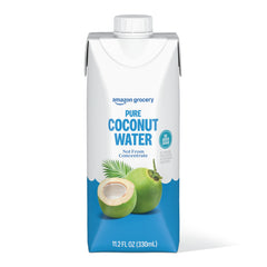 Amazon Grocery Not From Concentrate badge visible on coconut water can