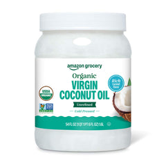Amazon Grocery Organic Virgin Coconut Oil bottle ready for cooking