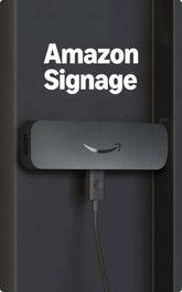 Amazon Signage Stick front view highlighting 4K clarity for engaging retail displays.