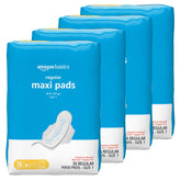 Amazon Basics thick maxi pads with wings packaging for regular absorbency