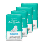 Amazon Basics Ultra Thin Pads with Flexi-Wings, packaged view, discreet protection for on-the-go.