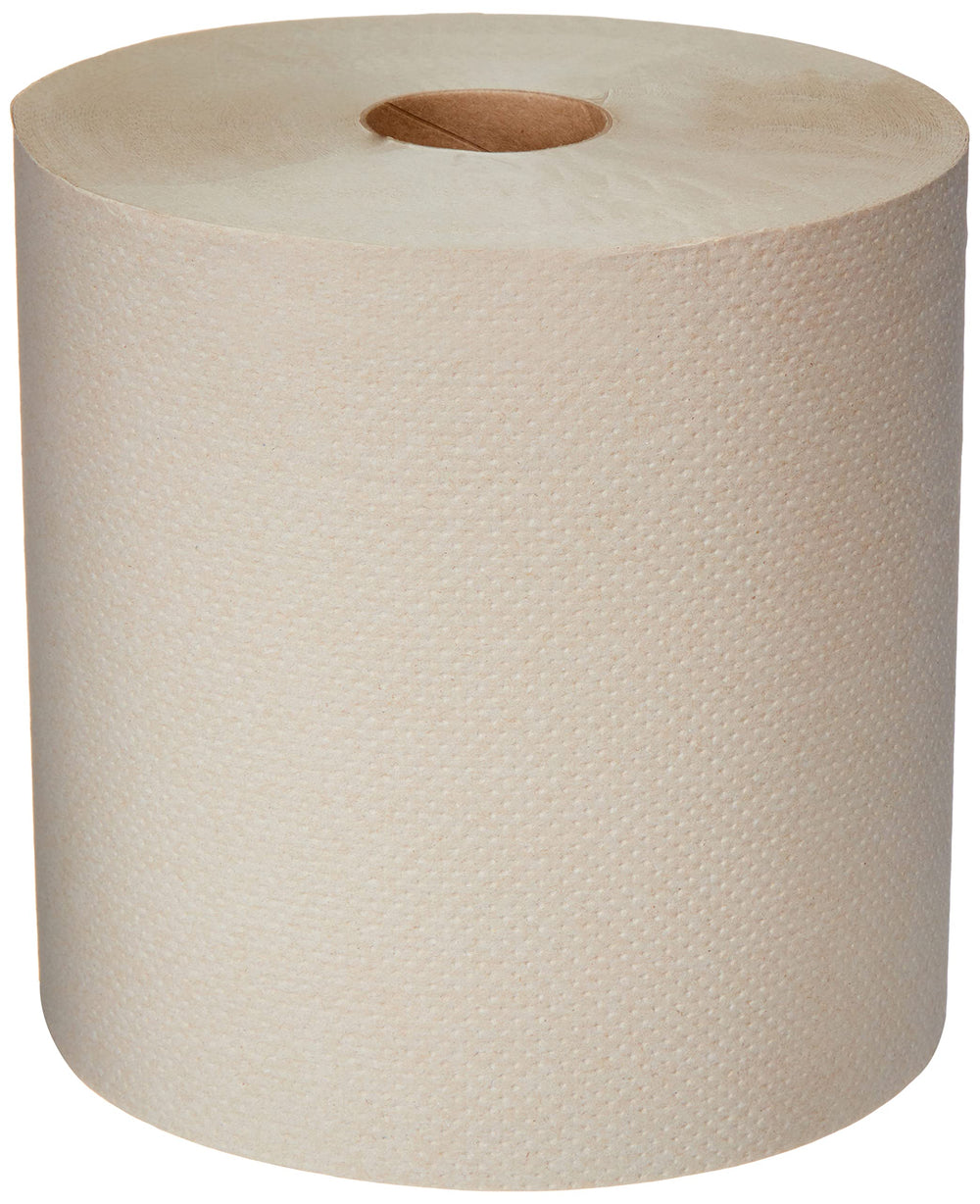 AmazonCommercial 1-ply kraft hard roll towel for busy restrooms.