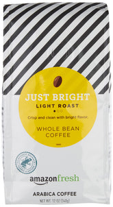 Amazon Fresh Just Bright coffee beans with a vibrant aroma for a smooth morning