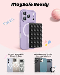 amBand magnetic sticky phone suction grip on MagSafe case enables quick mounting and easy removal.