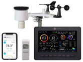 Ambient Weather WS-2000 display showing real-time conditions on a bright TFT screen.
