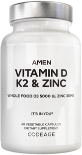 Amen D3 K2 Zinc bottle front for vegan daily capsules