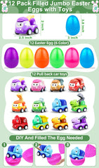 AMENON Easter egg set with crane truck pull-back car for kinetic, mess-free fun