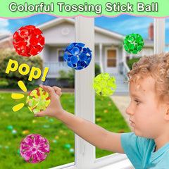 Colorful AMENON suction cup balls in six colors for engaging, interactive play.