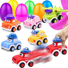 AMENON 3.8 inch purple Easter egg with pull back car, ideal for classroom prizes