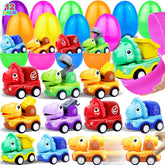AMENON jumbo green Easter egg with dinosaur pull-back car inside, ideal for egg hunts
