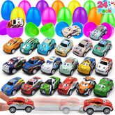 AMENON Easter eggs 24-pack with pull-back cars for egg hunts