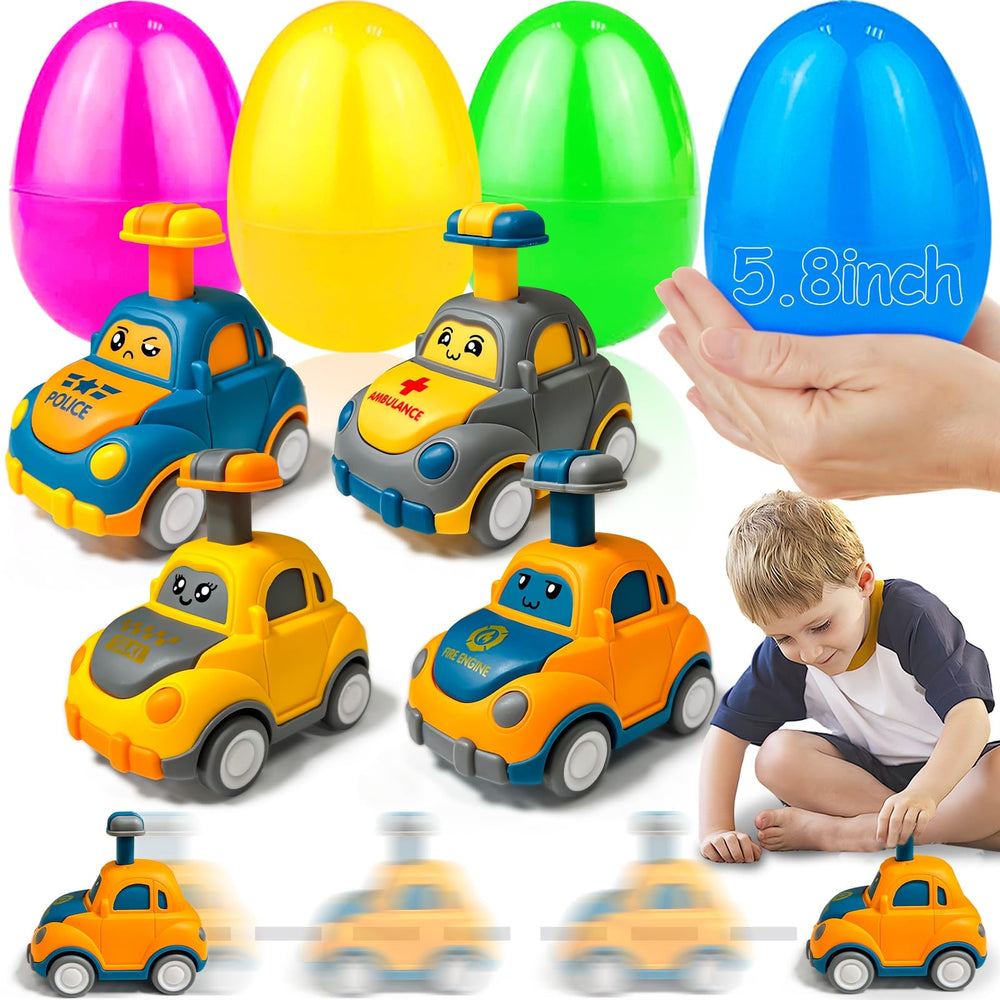 AMENON jumbo Easter egg with yellow police car for Easter egg hunt.