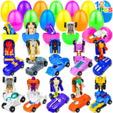 AMENON transform car toy inside pink egg delivers playful surprise for Easter baskets.