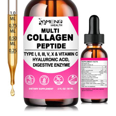 AMENQ hHEALTH Multi Collagen Drops bottle showing label for skin and joints.