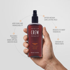 American Crew Grooming Spray helps gray or fine hair reduce static with buildable hold