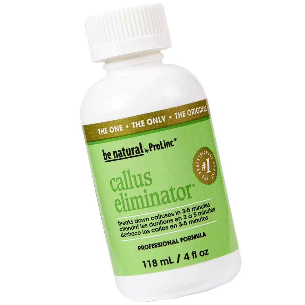 ProLinc Callus Eliminator bottle on counter showing fast acting foot care