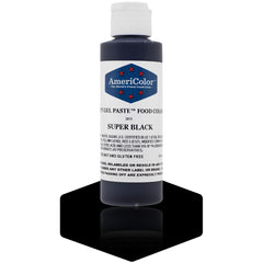 AmeriColor Super Black soft gel paste bottle for deep royal icing color
