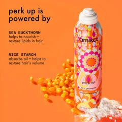 Amika Perk Up Dry Shampoo volume boost delivering added body at the roots