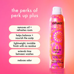 Amika Perk Up Plus label closeup showing clean, modern packaging