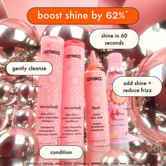 Amika Top Gloss Shine Spray demonstrates frizz control on flyaways