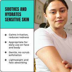 Creamy AmLactin Calm & Renew texture being spread on dry skin to smooth texture.