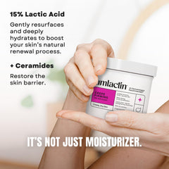 AmLactin Crepe Firming Cream bottle on vanity for daily skincare.