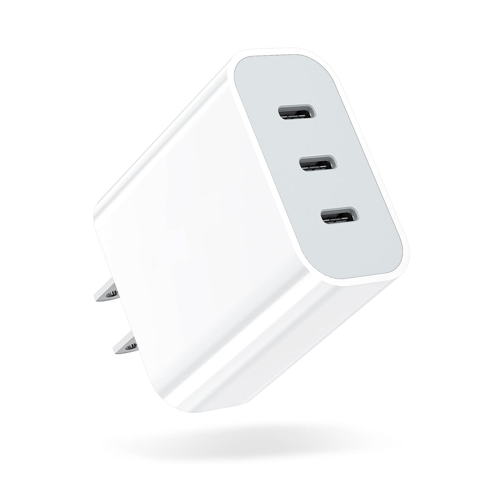Amoner USB-C charger block front view powering three devices