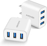 Amoner USB wall charger three-port 15W, compact cube for everyday home use.