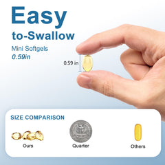 AMORNING fish oil softgels pour showing easy-to-swallow form.