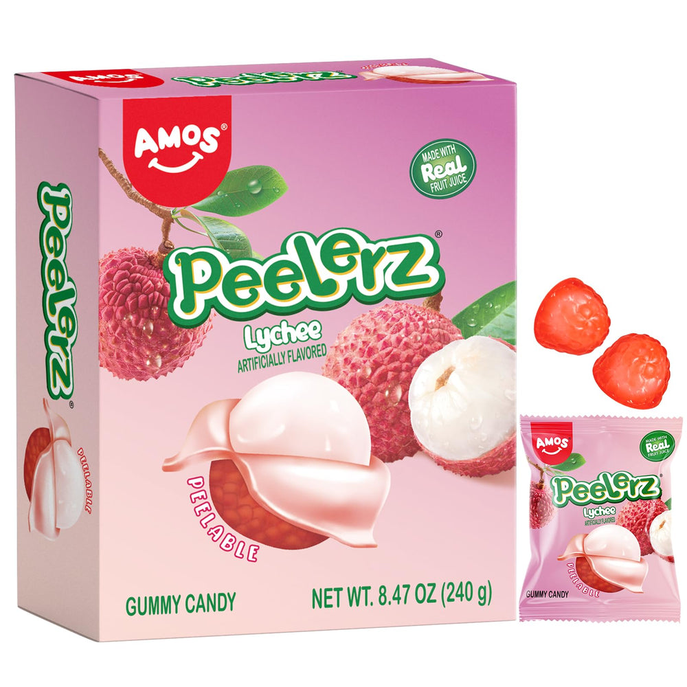 Amos Peelerz Lychee peelable shell for playful Easter unpeel fun.