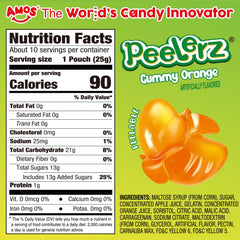 AMOS Peelerz Orange Candy box back with packaging details for convenient snacking